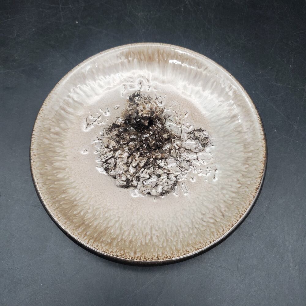 Vintage Glit HF Iceland Lava Ceramic Bowl Beige Brown Handmade Art Pottery